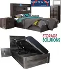 Charlie Library King Gas lift 4 Pce Bedroom Suite Bed 2 Bedside tallboy Charcoal