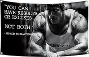 Arnold Schwarzenegger Tapestry 3x5Ft You Can Have Results Or Excuses Not Both Banner Flag for Wall Hanging Workout Gym Inspirational Quotes