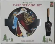 Holiday Cake Serving Set ~Christmas Santa Claus Cake Plate and Server