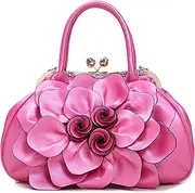 [SUNROLAN] Women's Handbags 3D Flower Seris Evening Bags PU Leather Rhinestone Crossbody Bag with Detachable Strap