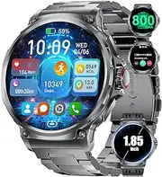 Military Smart Watch for Men (Answer/Make Calls), 800mAh Large Battery, 1.85" Big Screen Smartwatch 5ATM Waterproof, 100+Sport Modes Calories Pedometers Fitness Tracker Sports Watch for iOS Android