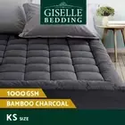 Giselle Bedding Bamboo Charcoal Pillowtop Mattress Topper Protector Cover KS