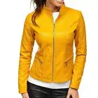 Custom Tailored Leather Jacket Women Biker Slim Yellow Lambskin Made to Measure