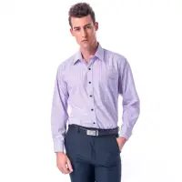在飛比找momo購物網優惠-【金安德森】紫色格紋黑扣長袖襯衫