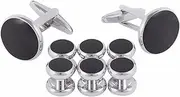[FEESHOW] Men's Round Tuxedo Shirts Cufflinks and Button Studs Set for Business Wedding