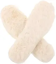 JEWEDECO Plush Rabbit Fur Insoles Shoe Soles Women Shoe Insoles Men Feet Warmer Boot Liners for Women Sole Inserts Sandal Liners Boot Inserts Rabbit Fur Beige