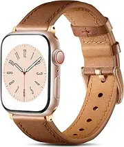 WJK Compatible with Apple Watch Series 10 9 8 7 6 5 4 3 2 1 SE and iWatch 38mm 40mm 41mm 42mm Women Men, Top Grain Genuine Leather Replacement Strap for Apple Watch Ultra/Ultra 2, Multi Colors