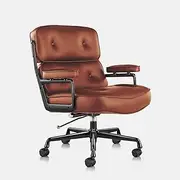 MIUZ Executive Office Chair: Classic, Ergonomic, Brown PU Leather, Adjustable Height, Tilt-Swivel, 5-Star Base, Ideal for Office