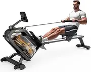 YAMO Rowing Machine for Home Gym, Enhanced Resistance with Incline Water Tank,150KG Weight Capacity Water Rower with LCD Display & Bluetooth Connection, 44 Days Kinomap APP Membership