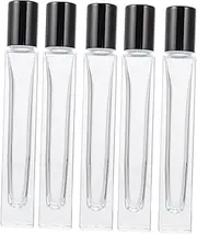 HONITANO 5pcs Clear Glass Essential Oil Roller Bottles Leakproof Refillable Roll Containers for DIY Blends Portable Travel with Smooth Roller Balls