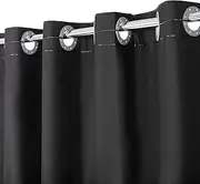 No Hook PEVA Shower Curtain or Liner - 8G Heavy Duty Black Bathroom Shower Curtain No Hooks Required, Waterproof Plastic & PVC Free, Standard Size 71 x 74, Black