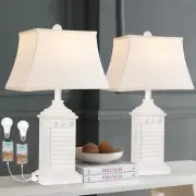 Table Lamps for Living Room Set of 2, Coastal White Bedside Lamps for Bedroom...