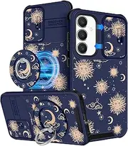 [Buleens] for Samsung Galaxy S23 FE Case 6.4 Inch - with Ring Stand & Camera Cover Cute Designed for Women Girls Sun Moon Stars for Samsung S23 FE Case Compatible with Magsafe