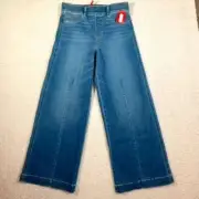 Spanx Womens Seamed Front Wide Leg Jean Vintage Indigo Sz Large NWT Boho Coastal