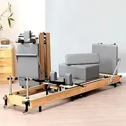 Foldable Oak Pilates Reformer Multifunctional Home Gym Equipment, Yoga Bed Fitness Machine For Core Exercise