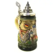Hand painted German Beer Stein with Pewter Lid - Alps Castle