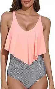 YECHUN Swimsuit for Women, Conservative High Waisted Bikini, Tummy Control Retro Quick-Drying for Pool, Spa, Hawaii, Beach, Honeymoon