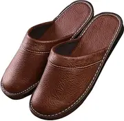 [GHYUB] Leather Slippers For Men Indoor Outdoor，Pantoufles Mules En Cuir Pour Homme，Couple's Home Indoor Breathable Non-slip Slippers