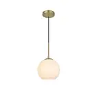 Living District Baxter 1 Light 8" Pendant, Satin Gold/Frosted White - LD2207SG