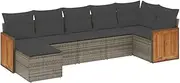 vidaXL Garden Sofa Set 7-Piece - Grey Poly Rattan Outdoor Modular Lounge with Cushions and Storage