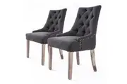 2X French Provincial Dining Chair Oak Leg AMOUR BLACK