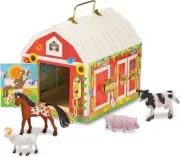 Melissa & Doug Wooden Toy - Wooden Take Along Latches Barn