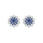Silver 12mm Blue Cluster Studs in Blue