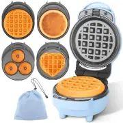 4 in 1 Mini Waffle Maker with Removable Plates, Set Includes Mini Pancake, Do...
