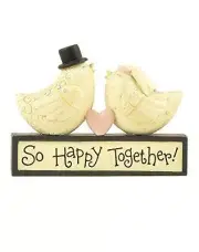 Blossom Bucket Happy Together Bride & Groom Bird Wedding Use as Cake Topper