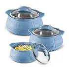 Stainless Steel Insulated Inner Casserole with Glass Lid, Set of 3