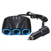 3.1A 12V/24V Car Charger 3-Socket Cigarette Lighter with USB ports Adapter 120W
