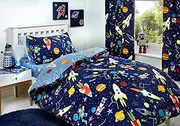 Bedlam - Supersonic - Glow in The Dark Duvet Cover Set, Blue Bedding, Single Bed Size