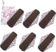 minkissy Bamboo Charcoal Menstrual Pad 6pcs Reusable Sanitary Pads Thin Breathable Fastening for Period Care
