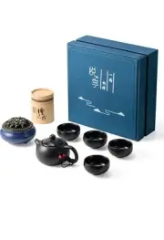 Ceramic KungFu Tea Set With Sandalwood And Burner Black