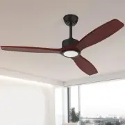 52" Wood Ceiling Fan with Lights and Remote Control, 3 Walnut Ceiling Fans Bl...