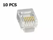 10 Pcs RJ12 (6P6C) Telephone Line Plug Connector Stranded Flat Wire Cable Gold