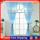 Offset Printing Sheer Curtain Yarn Tulle Window Screen Voile Panel(Blue) AU