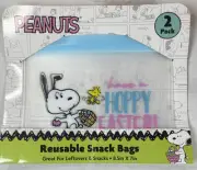 PEANUTS SNOOPY 2pk 8.5” X 7” Reusable Snack Bags “Have A Hoppy Easter” Spring