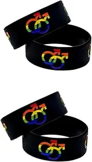 HANABASS 4 Pcs Fashion Silicone Wristband Rainbow LGBT Bracelet Rainbow Bracelets Pride Black Bracelet Bisexual Pride Bracelet Sport Wristband Lesbian Pride Bracelet Gay