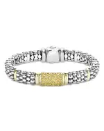 Lagos 18K Yellow Gold & Sterling Silver Signature Caviar Yellow Sapphire Pave Link Bracelet
