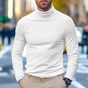 Men's 65% Cotton Mock Turtleneck Tee Top Long Sleeve Shirt Solid Color Turtleneck Formal Outdoor Long Sleeve High Neck Clothing Apparel Daily Casual Street Sty