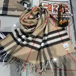 二手99新BURBERRY 博柏利圍巾 CASHMERE 80181731 羊絨格紋喀什米爾圍巾 圍脖 絲巾