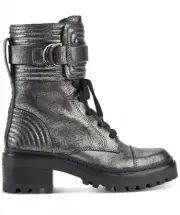 DKNY / Basia Combat / Metallic / Boots With Side Zipper & Buckle Straps / Ancle