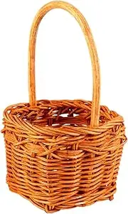MUSISALY 1PC Mini Rattan Woven Flower Container Square Storage Basket for Home Decor present Portable Floral Basket for Living Bedroom Office Garden