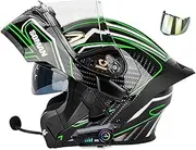 Adult Modular Motorcycle Full Face Helmet with Bluetooth, DOT Approved Dual Visor Flip Up Modular Motorcycle Helmet for Unisex Adult, Motorbike Street Bike ATV Helmet