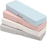 Pencil Box Plastic Pencil Box- 4 Pack Pencil Box Hard Pencil Case Crayon Box with Snap Tight Lid Plastic Pencil Boxes Stackable Design Office Supplies Organizer (Pink+Grey+White+Light Blue, One Size)