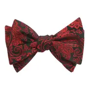 Paisley Red and Black Bow Tie Untied