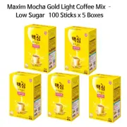 Korean Instant Coffee Mix- Maxim Mocha Gold Light Low Sugar 100 Sticks 5 Boxes