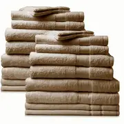 20pc Royal Comfort Regency Cotton Soft Absorbent Durable Bath Towel Set Beige