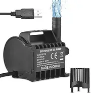 Submers Water Pump Electric 600L/H Small Fountain Pump with Max 7.2ft Lift, 6.5ft USB Cable and Suction Cup Base, Portable Pump for Fish Tank, Pond, Aquarium, Pet Drinking Black QR75B